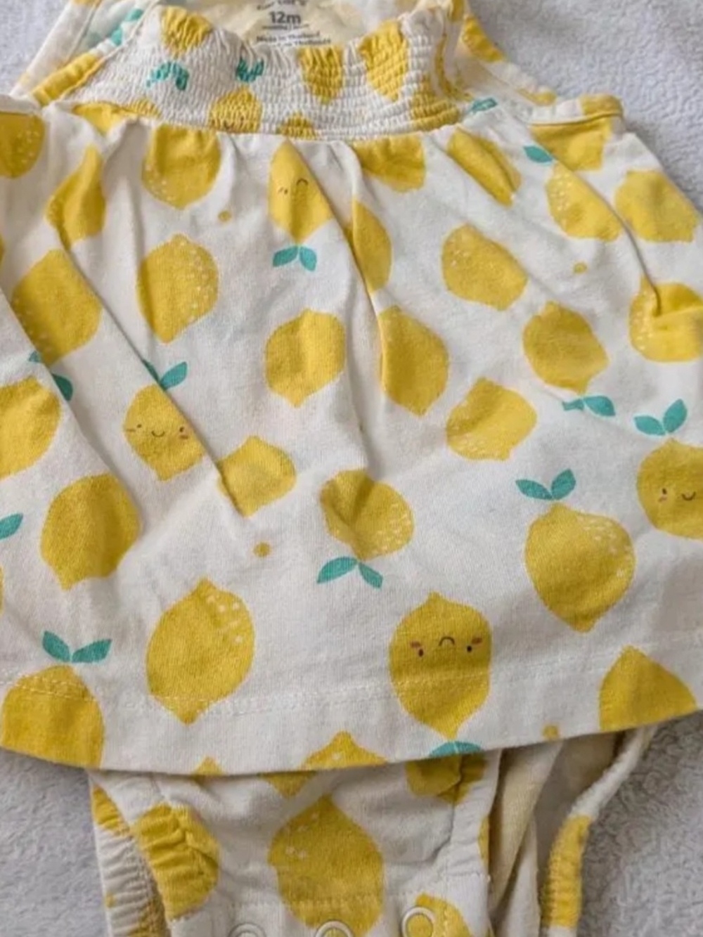 Carter's White Lemon-Print Dress with Matching Bloomers Size 12 Months